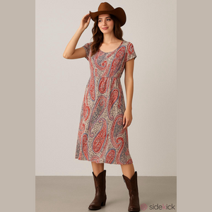 Sonoma Red, Green,and Purple Floral Dress, Size Large